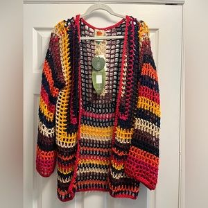 FARM Rio rainbow striped crocheted sweater